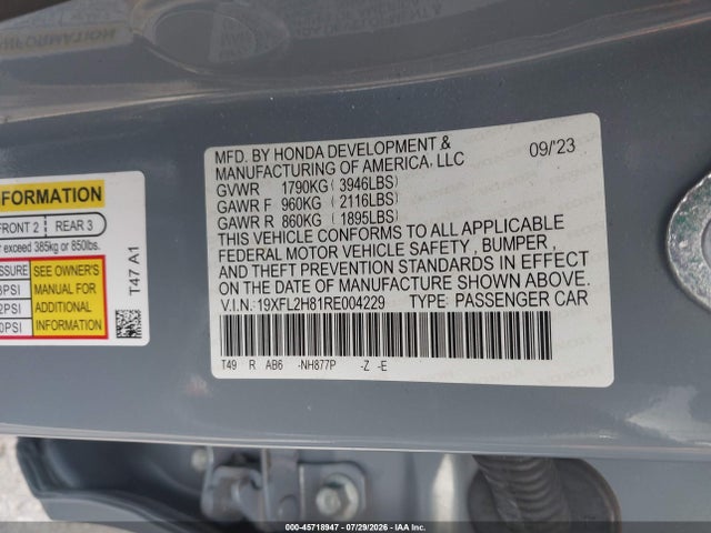 19XFL2H81RE004229 Honda Civic Sport