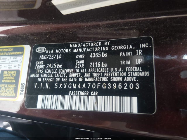 KIA Optima Lx 2015 5XXGM4A70FG396203 Image 9