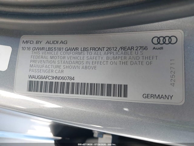 WAUG8AFC3HN060784 Audi A6 Premium Plus