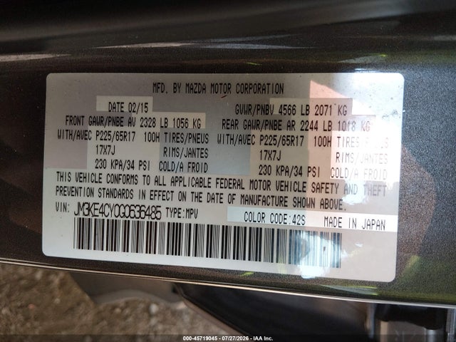 Aukcja sprzedaży 2016 Mazda Cx-5 Touring, vin: JM3KE4CY0G0636485, numer aukcji: 45719045