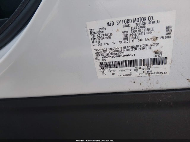 Продажа на аукционе авто 2017 Ford Explorer Xlt, vin: 1FM5K8D86HGA96021, номер лота: 45719085