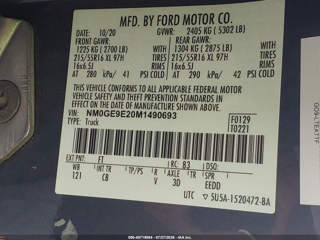 NM0GE9E20M1490693 Ford Transit Connect Xl Passenger