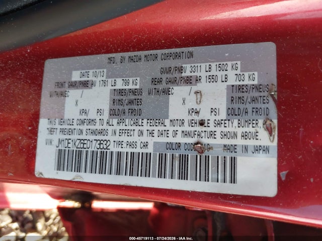 Aukcja sprzedaży 2014 Mazda Mazda2 Sport, vin: JM1DE1KZ6E0173632, numer aukcji: 45719113