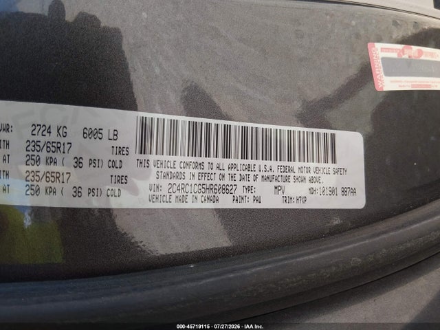 Aukcja sprzedaży 2017 Chrysler Pacifica Lx, vin: 2C4RC1CG5HR608627, numer aukcji: 45719115