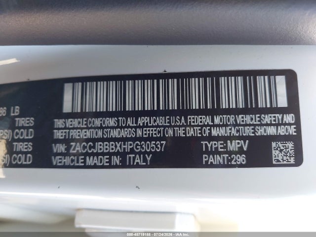 ZACCJBBBXHPG30537 Jeep Renegade Altitude