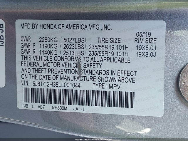 Продажа на аукционе авто 2020 Acura Rdx Standard, vin: 5J8TC2H38LL001044, номер лота: 45719224
