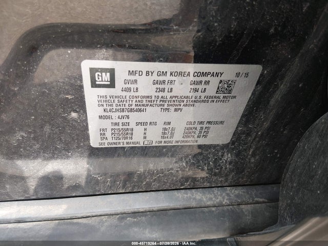 Продаж на аукціоні авто 2016 Buick Encore Premium, vin: KL4CJHSB7GB540641, номер лоту: 45719264