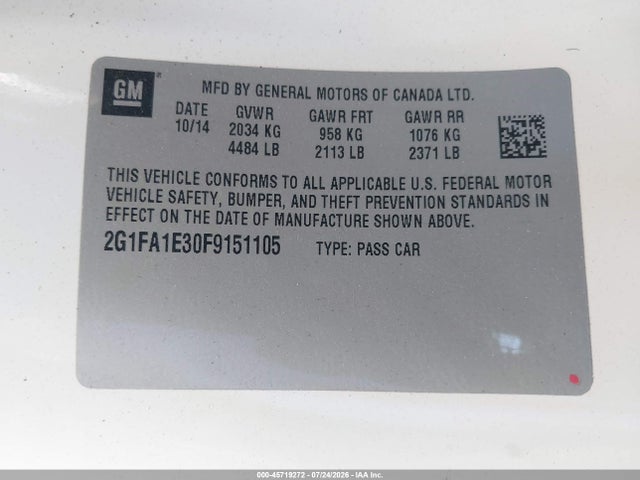 Chevrolet Camaro 1ls 2015 2G1FA1E30F9151105 Image 9