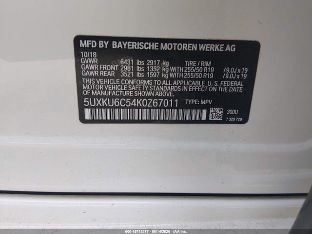 Продаж на аукціоні авто 2019 Bmw X6 Xdrive50i, vin: 5UXKU6C54K0Z67011, номер лоту: 45719277