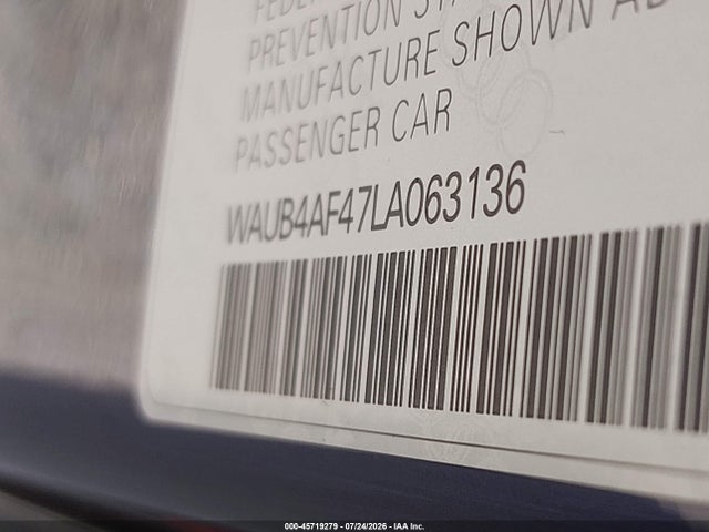 45719279 :رقم المزاد ، WAUB4AF47LA063136 vin ، 2020 Audi S4 Premium Plus Tfsi Quattro Tiptronic مزاد بيع