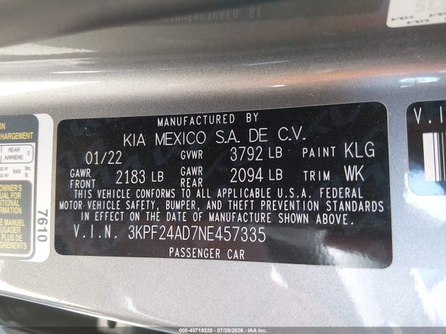 KIA Forte Lxs 2022 3KPF24AD7NE457335 Image 9