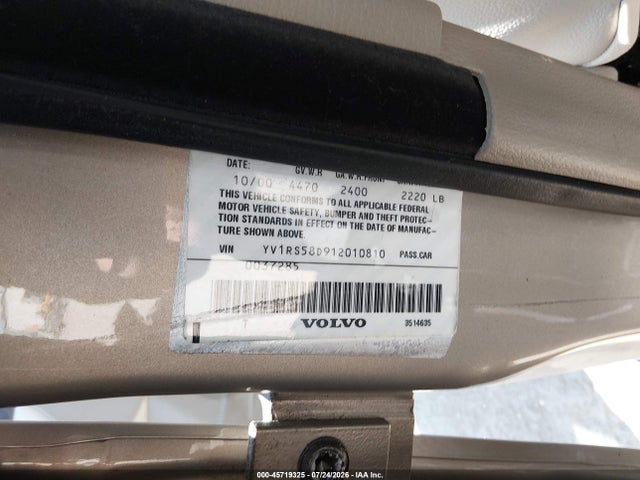 Aukcja sprzedaży 2001 Volvo S60 2.4t, vin: YV1RS58D912010810, numer aukcji: 45719325