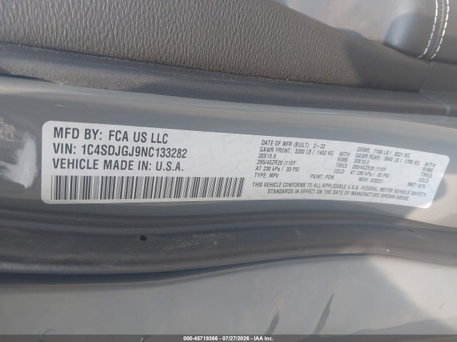 Aukcja sprzedaży 2022 Dodge Durango Srt 392 Awd, vin: 1C4SDJGJ9NC133282, numer aukcji: 45719366
