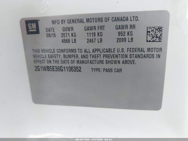 2G1WB5E36G1106352 Chevrolet Impala Limited Lt
