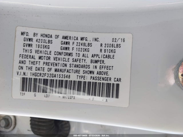 1HGCR2F32GA153548 Honda ACCORD LX
