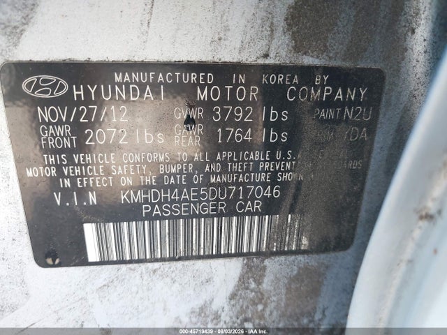 Продаж на аукціоні авто 2013 Hyundai Elantra Gls, vin: KMHDH4AE5DU717046, номер лоту: 45719439