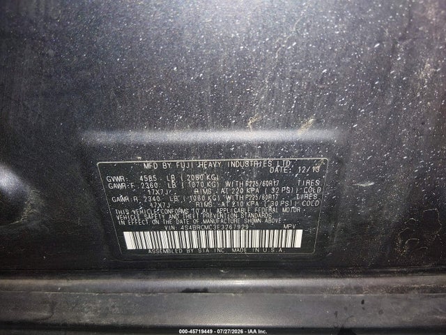 Aukcja sprzedaży 2014 Subaru Outback 2.5i Limited, vin: 4S4BRCMC3E3267929, numer aukcji: 45719449