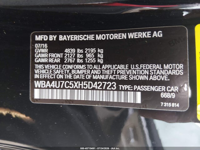 Продажа на аукционе авто 2017 Bmw 430i, vin: WBA4U7C5XH5D42723, номер лота: 45719491