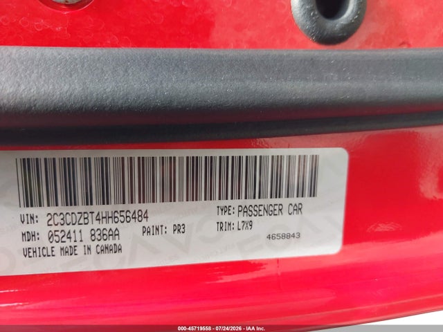 Aukcja sprzedaży 2017 Dodge Challenger R/t, vin: 2C3CDZBT4HH656484, numer aukcji: 45719558