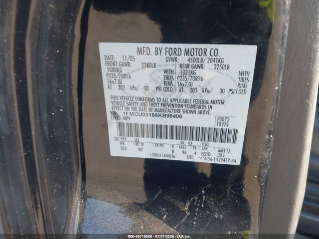 Aukcja sprzedaży 2006 Ford Escape Xlt, vin: 1FMCU03186KB98406, numer aukcji: 45719586