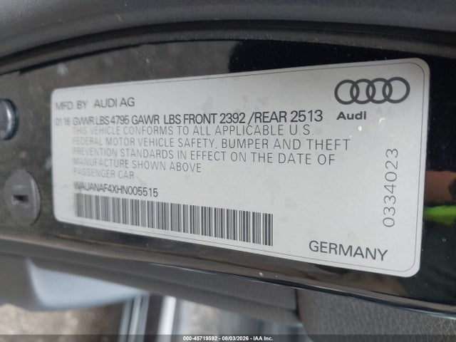 Продажа на аукционе авто 2017 Audi A4 Premium, vin: WAUANAF4XHN005515, номер лота: 45719592
