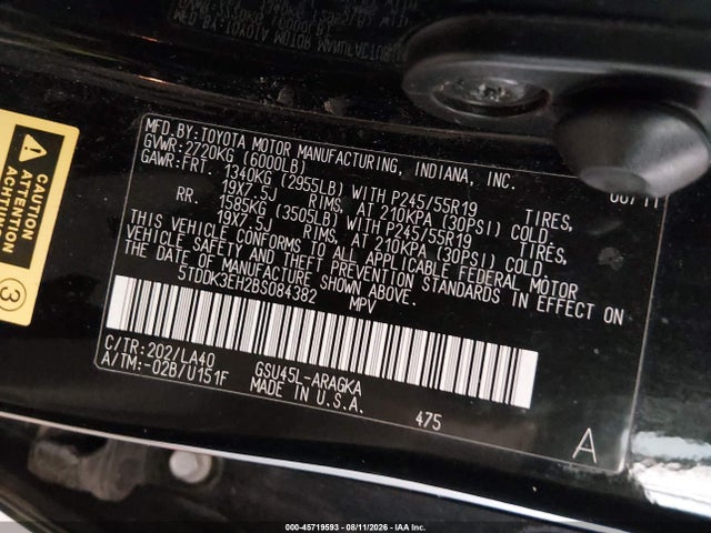 45719593 :رقم المزاد ، 5TDDK3EH2BS084382 vin ، 2011 Toyota Highlander Limited V6 مزاد بيع