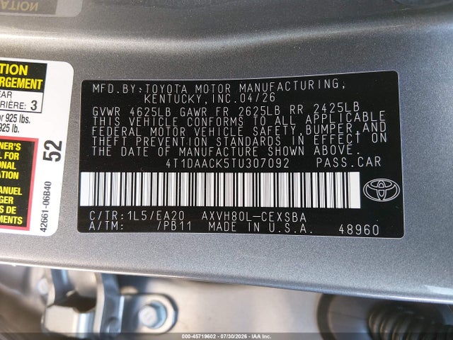 Toyota CAMRY SE 2026 4T1DAACK5TU307092 Image 9
