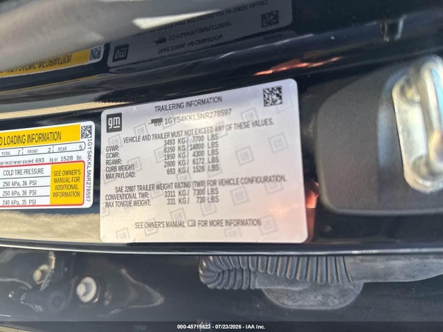 Продаж на аукціоні авто 2022 Cadillac Escalade Esv 4wd Premium Luxury, vin: 1GYS4KKL5NR278597, номер лоту: 45719623