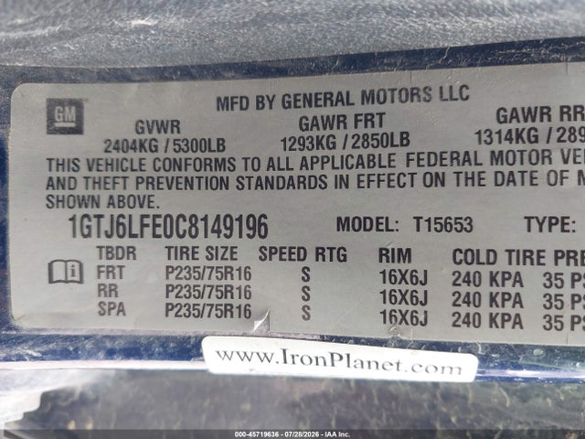 Продаж на аукціоні авто 2012 Gmc Canyon Work Truck, vin: 1GTJ6LFE0C8149196, номер лоту: 45719636