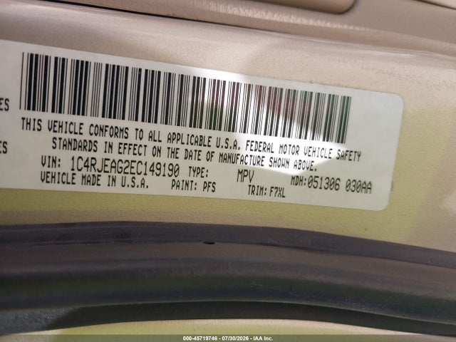 Продаж на аукціоні авто 2014 Jeep Grand Cherokee Laredo, vin: 1C4RJEAG2EC149190, номер лоту: 45719746