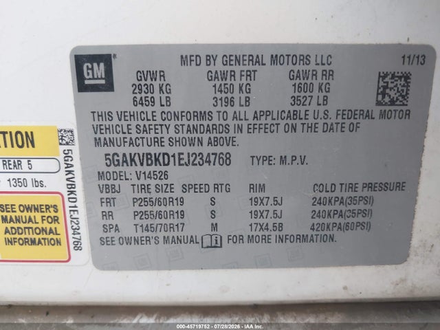 Aukcja sprzedaży 2014 Buick Enclave Leather, vin: 5GAKVBKD1EJ234768, numer aukcji: 45719752