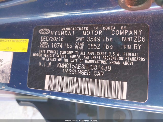 Hyundai ACCENT SE 2017 KMHCT5AE3HU331439 Image 9
