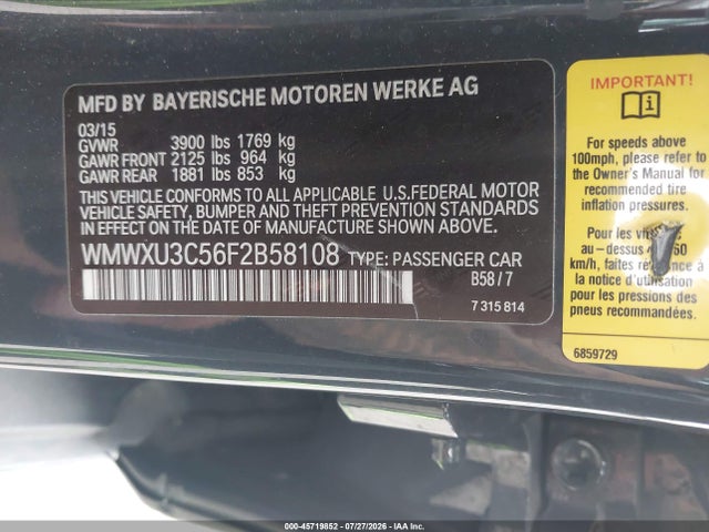 Продаж на аукціоні авто 2015 Mini Hardtop Cooper S, vin: WMWXU3C56F2B58108, номер лоту: 45719852
