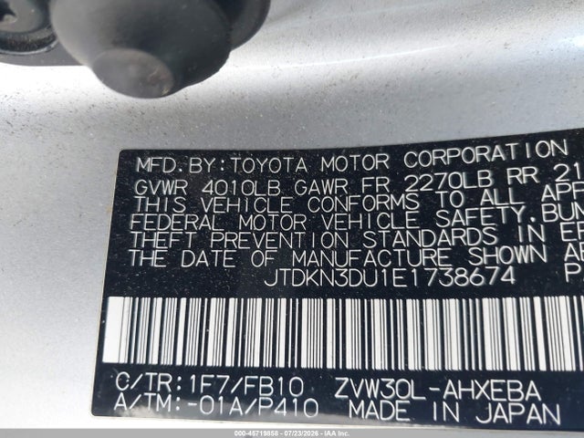 Toyota Prius Three 2014 JTDKN3DU1E1738674 Image 9