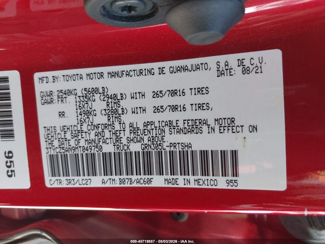 3TYCZ5AN9MT049750 Toyota Tacoma Trd Off-road