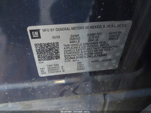 Chevrolet EQUINOX LS 2019 3GNAXHEV2KL275840 Image 9