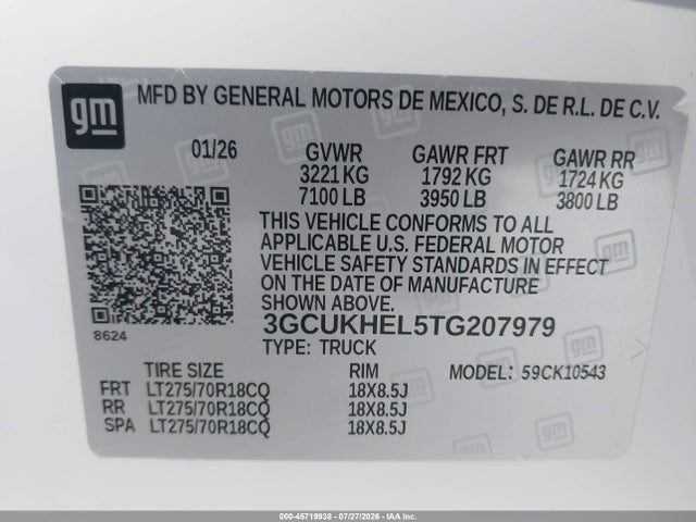 3GCUKHEL5TG207979 Chevrolet Silverado 1500 4wd Short Bed Zr2