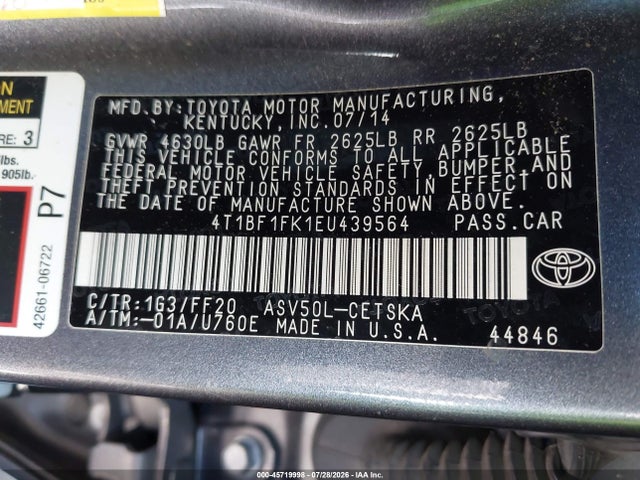 4T1BF1FK1EU439564 Toyota CAMRY SE