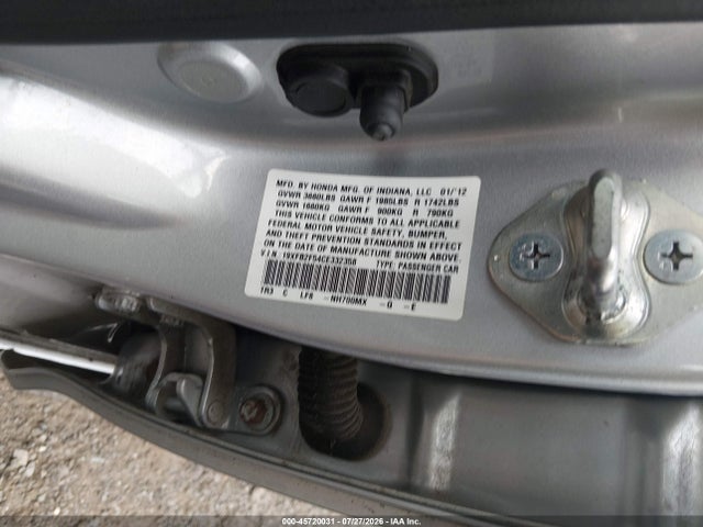 2012 Honda Civic Lx მანქანა იყიდება აუქციონზე, vin: 19XFB2F54CE332358, აუქციონის ნომერი: 45720031