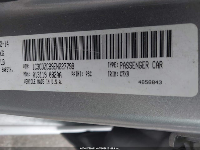 45720081 :رقم المزاد ، 1C3CDZCB9EN227799 vin ، 2014 Dodge Avenger Sxt مزاد بيع