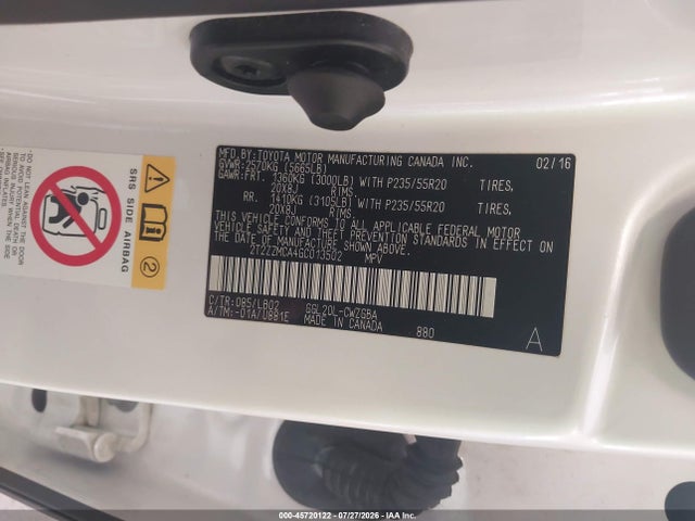 Продажа на аукционе авто 2016 Lexus Rx 350, vin: 2T2ZZMCA4GC013502, номер лота: 45720122