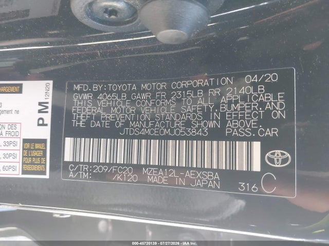 Toyota COROLLA SE 2021 JTDS4MCE0MJ053843 Image 9