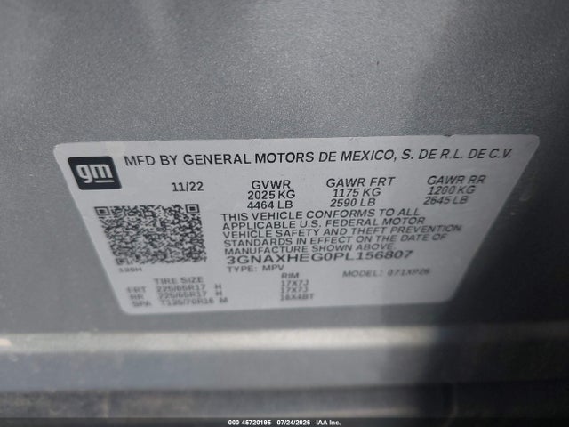 3GNAXHEG0PL156807 Chevrolet Equinox Fwd Ls