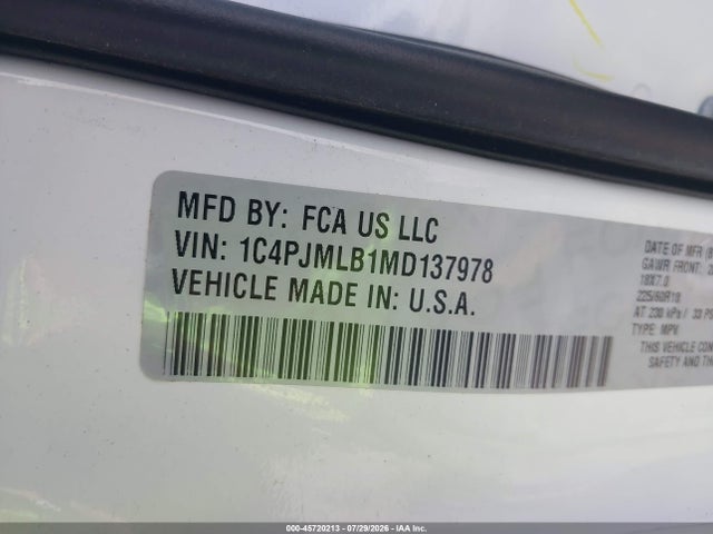 Продаж на аукціоні авто 2021 Jeep Cherokee Altitude 4x4, vin: 1C4PJMLB1MD137978, номер лоту: 45720213