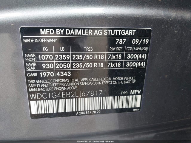 Продажа на аукционе авто 2020 Mercedes-benz Gla 250, vin: WDCTG4EB2LJ678171, номер лота: 45720227