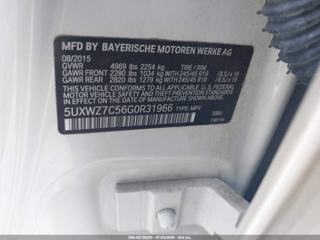 2016 Bmw X3 Sdrive28i მანქანა იყიდება აუქციონზე, vin: 5UXWZ7C56G0R31966, აუქციონის ნომერი: 45720293
