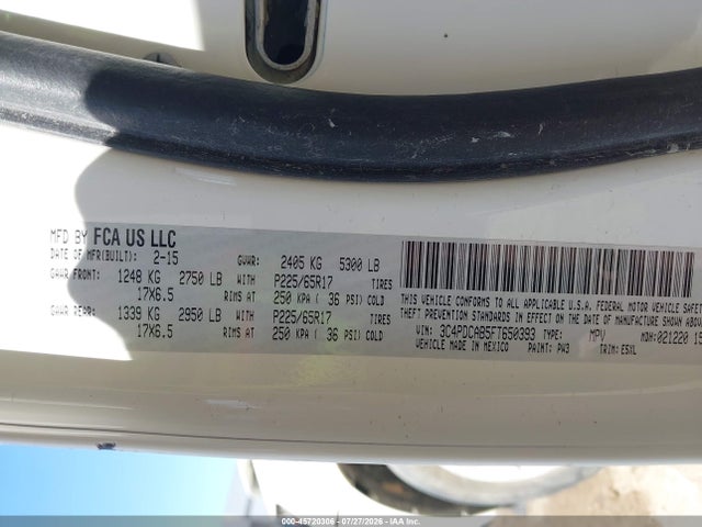 Продажа на аукционе авто 2015 Dodge Journey Se, vin: 3C4PDCAB5FT650393, номер лота: 45720306