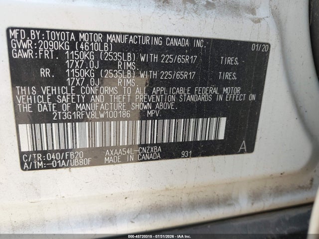 Toyota RAV4 LE 2020 2T3G1RFV8LW100186 Image 9