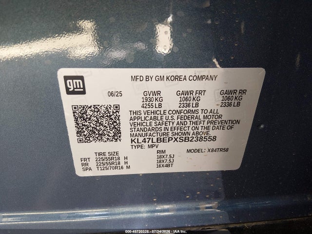 Aukcja sprzedaży 2025 Buick Envista Sport Touring Fwd, vin: KL47LBEPXSB238558, numer aukcji: 45720328