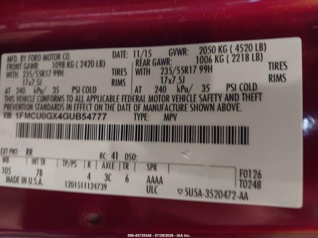 Ford ESCAPE SE 2016 1FMCU0GX4GUB54777 Image 9